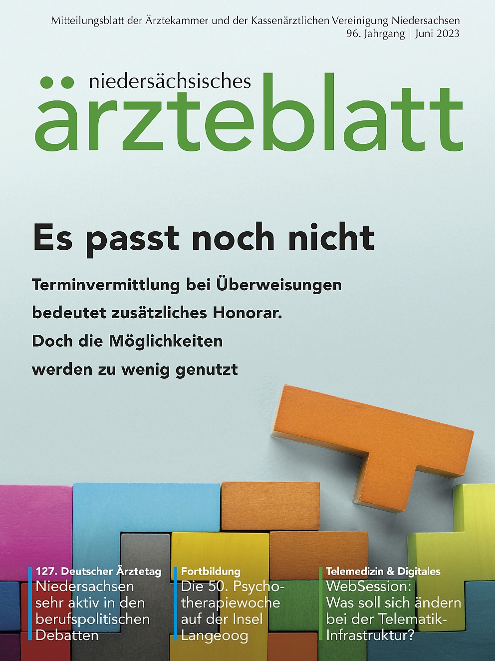 Titelbild des niedersächsischen ärzteblatts Ausgabe Juni 2023